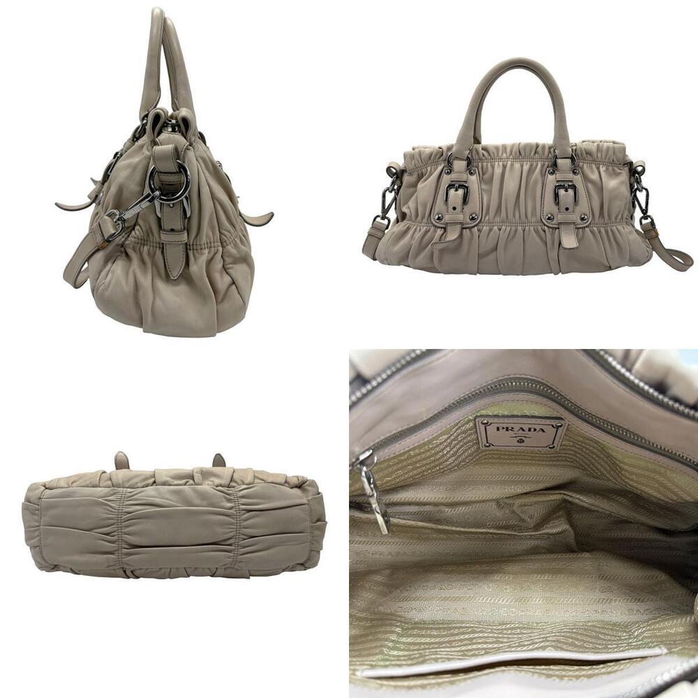 Prada Nappa handbag leather Tote beige Gaufre Tan Beige Convertible